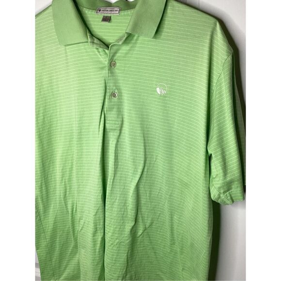 Mens Peter Millar Short Sleeved Cotton striped Polo Shirt large green - Picture 2 of 6